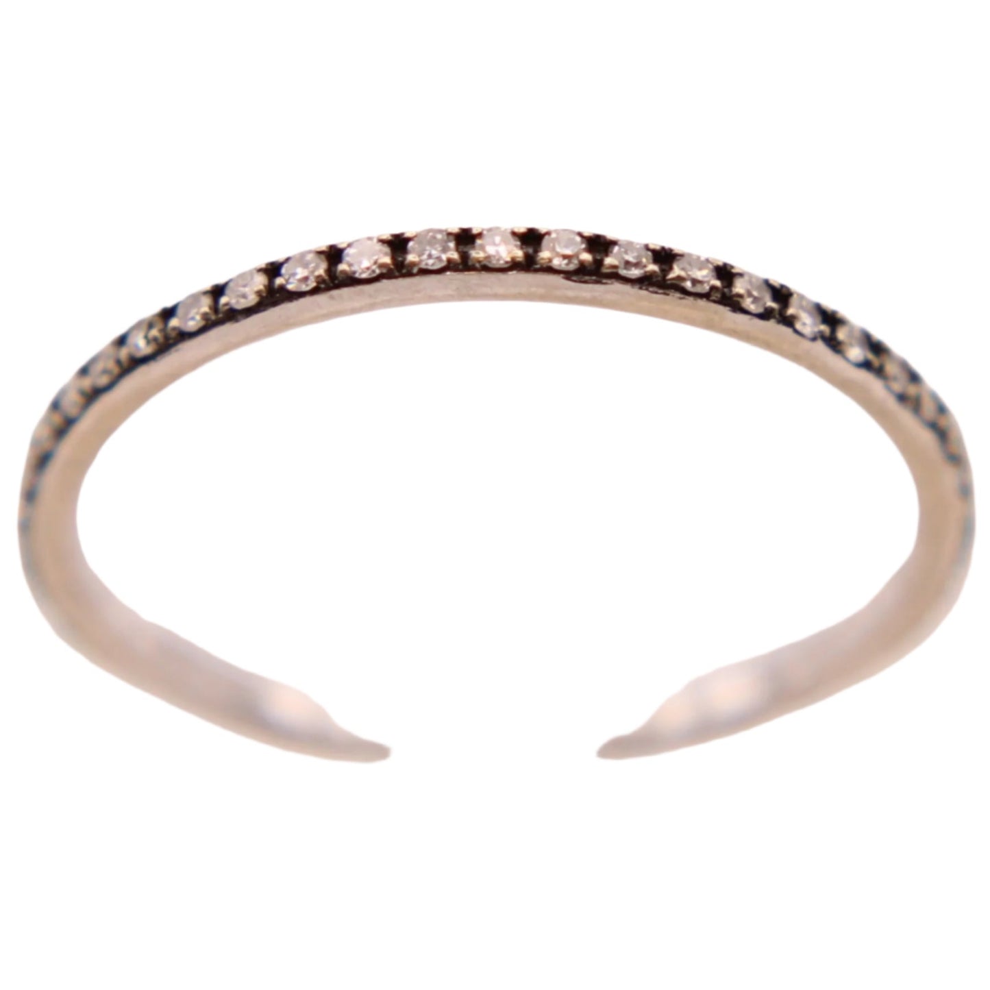 *SOLD* 14kt White Gold Pave Diamond Eternity Dainty Mini Band Stacker Ring