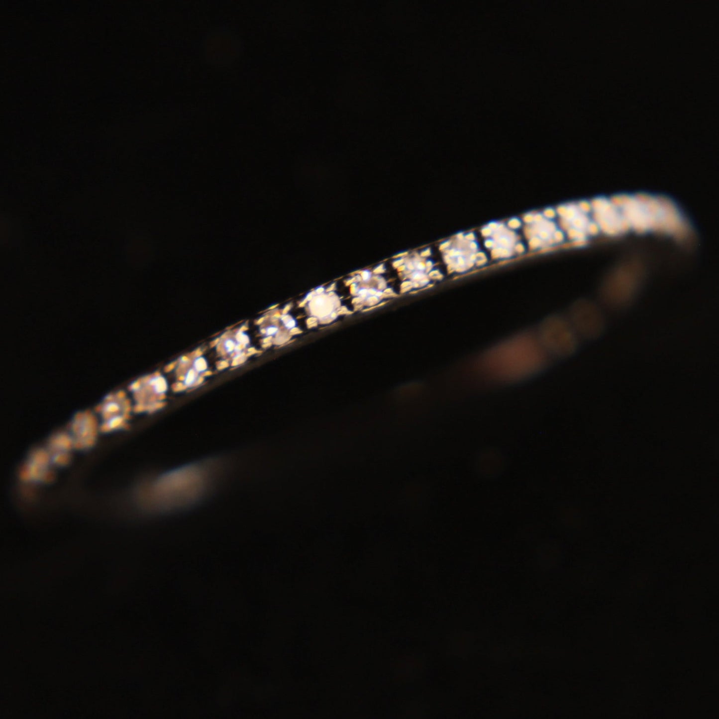 *SOLD* 14kt White Gold Pave Diamond Eternity Dainty Mini Band Stacker Ring