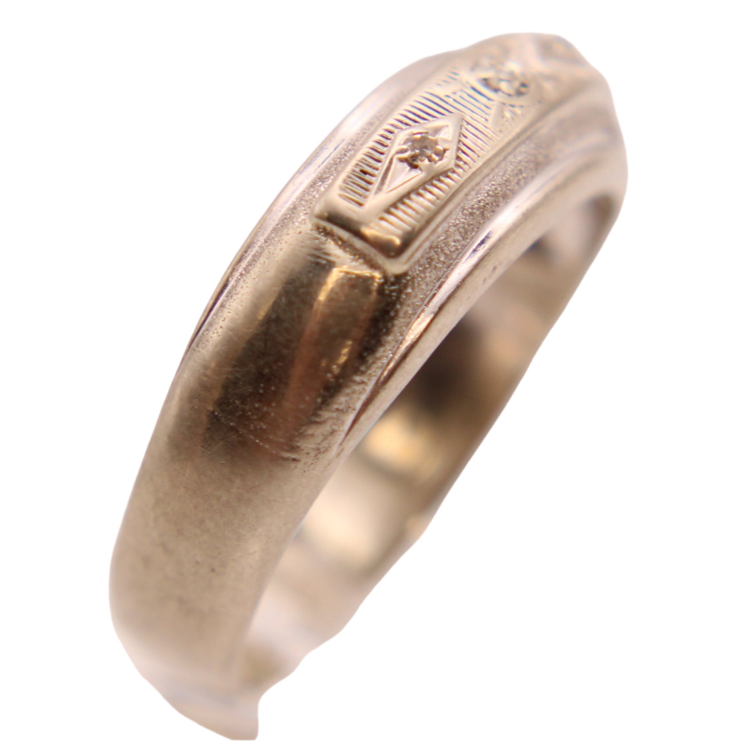 Antique 14kt White Gold Diamond Art Deco Wedding Engagement Band Ring