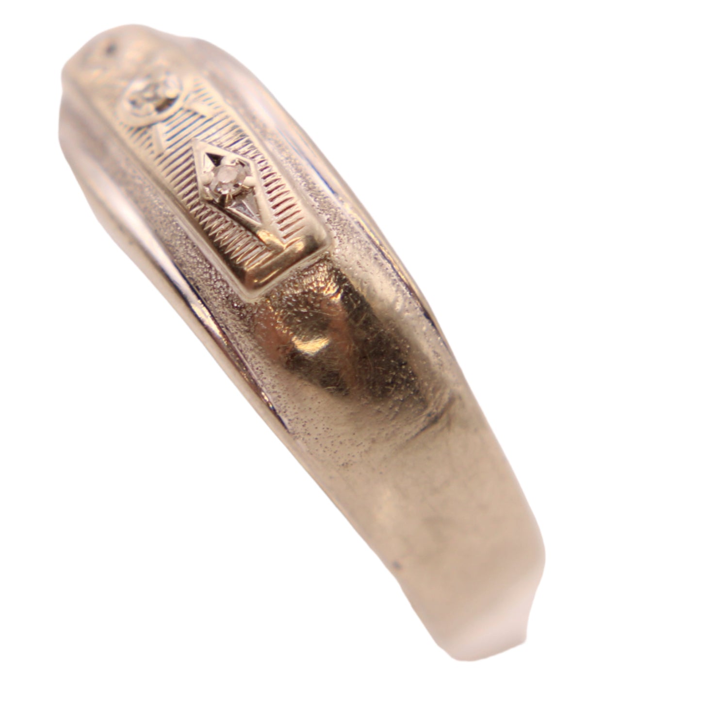 Antique 14kt White Gold Diamond Art Deco Wedding Engagement Band Ring