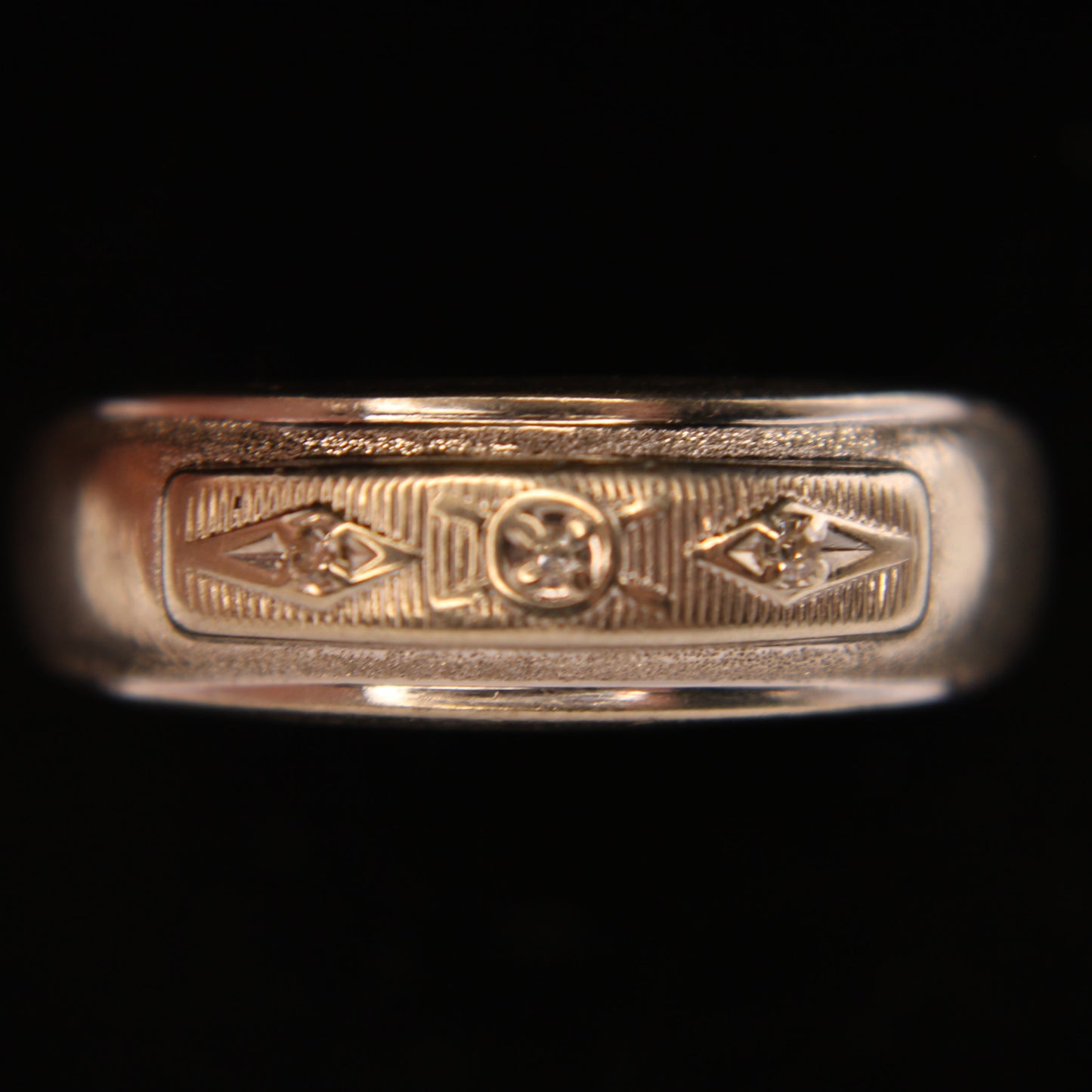 Antique 14kt White Gold Diamond Art Deco Wedding Engagement Band Ring