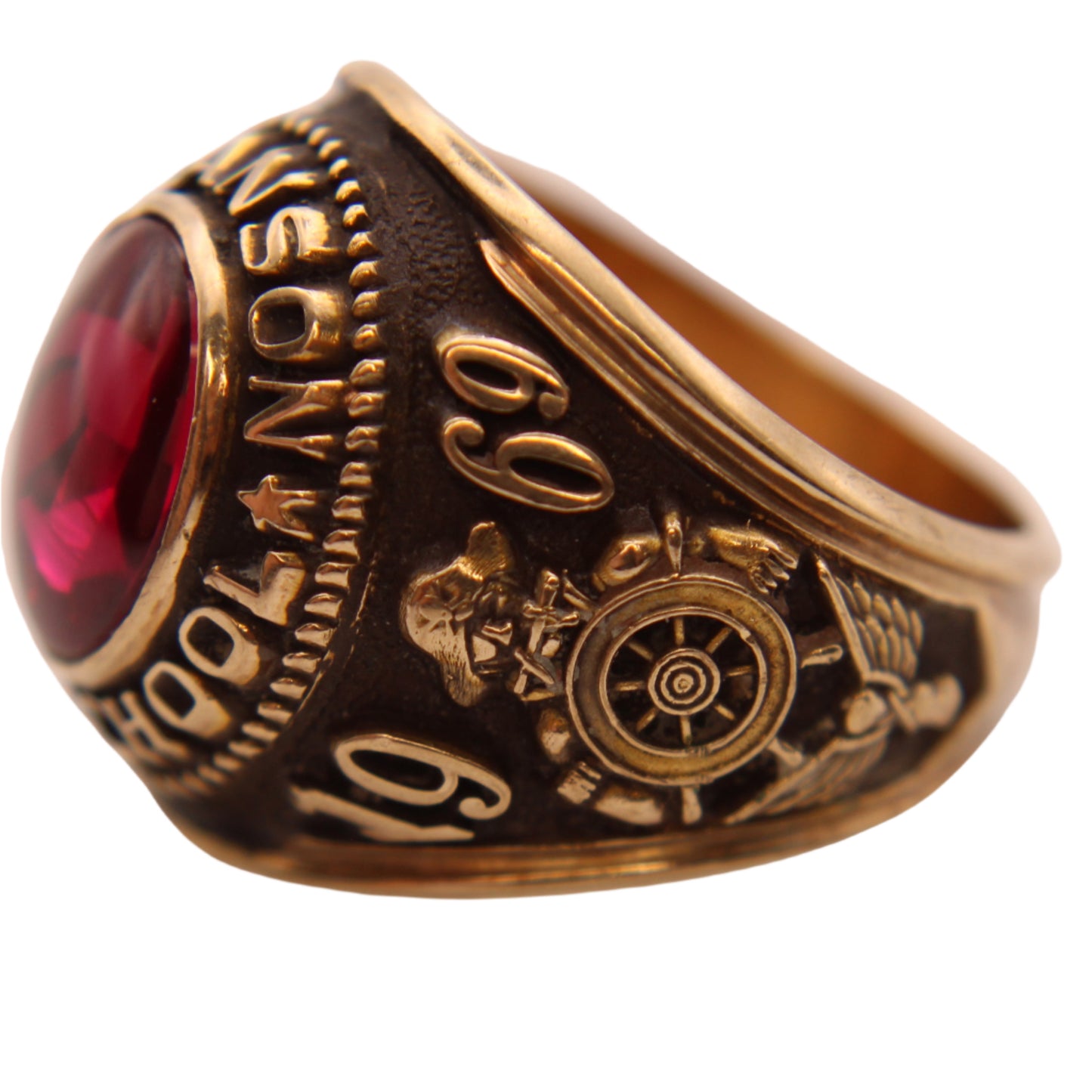 Vintage 10kt Yellow Gold 1969 Branson High School Pirates Loyalty Honesty Class Ring