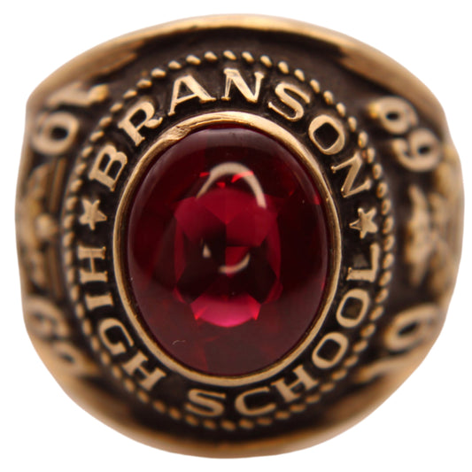 Vintage 10kt Yellow Gold 1969 Branson High School Pirates Loyalty Honesty Class Ring