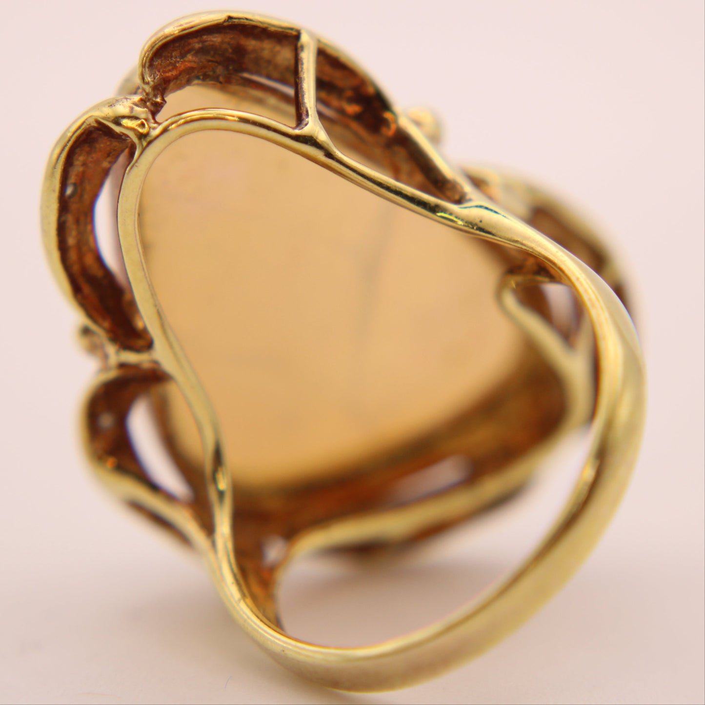 *SOLD* Vintage 14kt Yellow White Gold Large Natural Australian Opal Fire Diamond Cocktail Ring