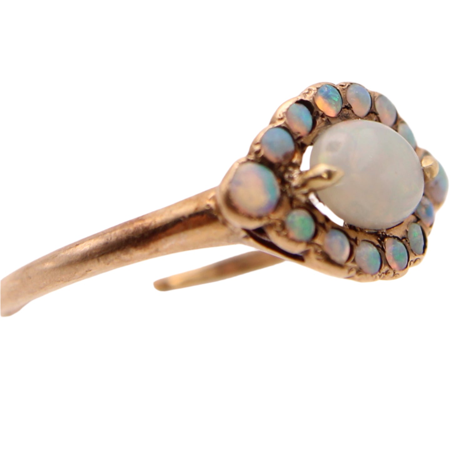 *SOLD* Antique 14kt Yellow Gold Victorian Opal Halo Cluster Ring
