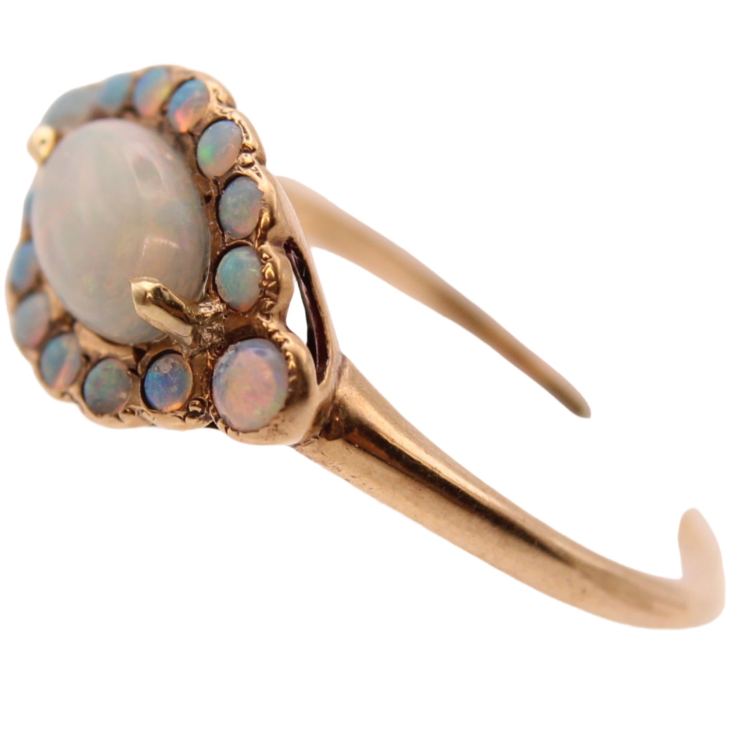 *SOLD* Antique 14kt Yellow Gold Victorian Opal Halo Cluster Ring