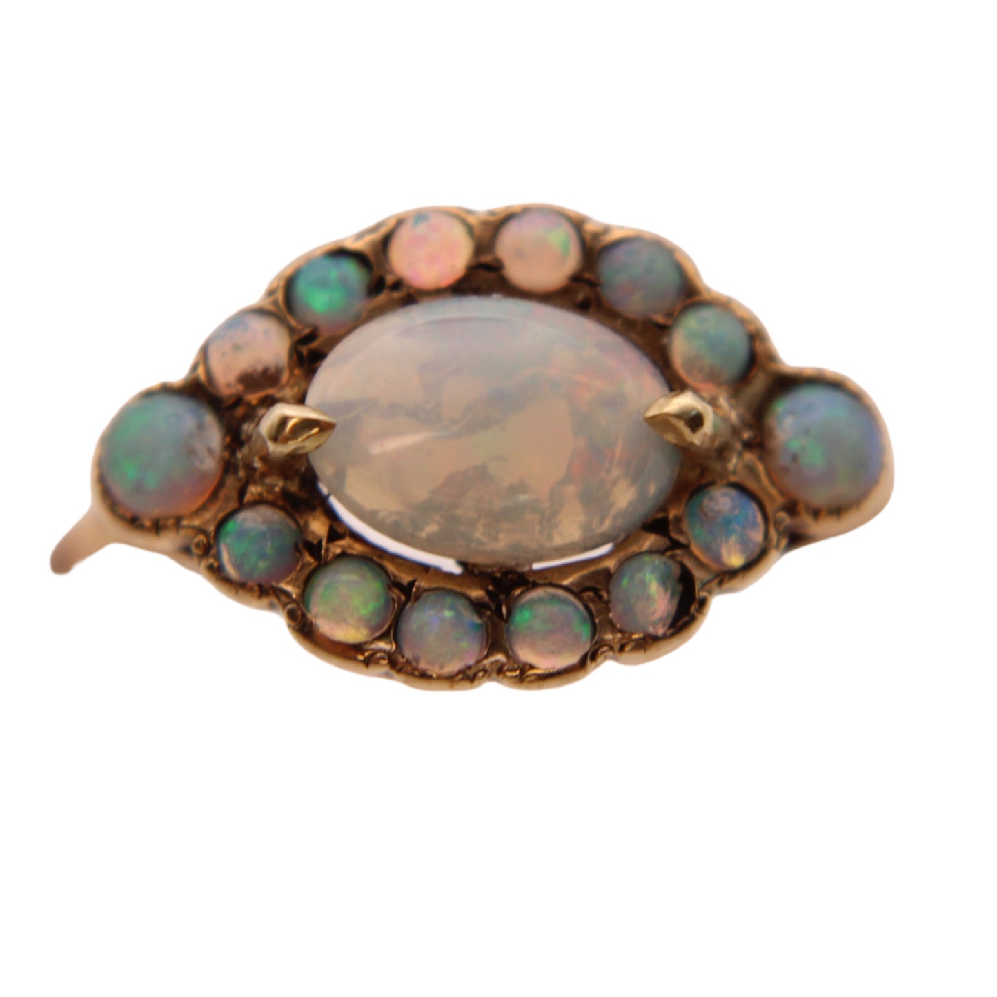 *SOLD* Antique 14kt Yellow Gold Victorian Opal Halo Cluster Ring