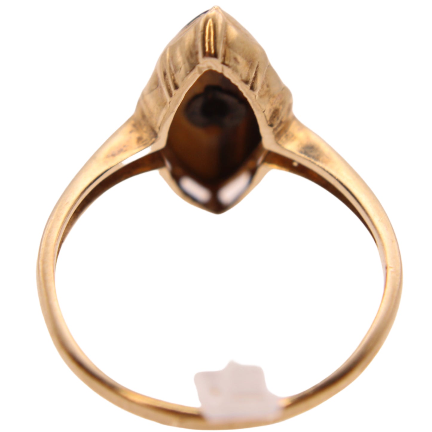 Antique 10kt Yellow Gold Tigers Eye Diamond Art Deco Cocktail Statement Ring