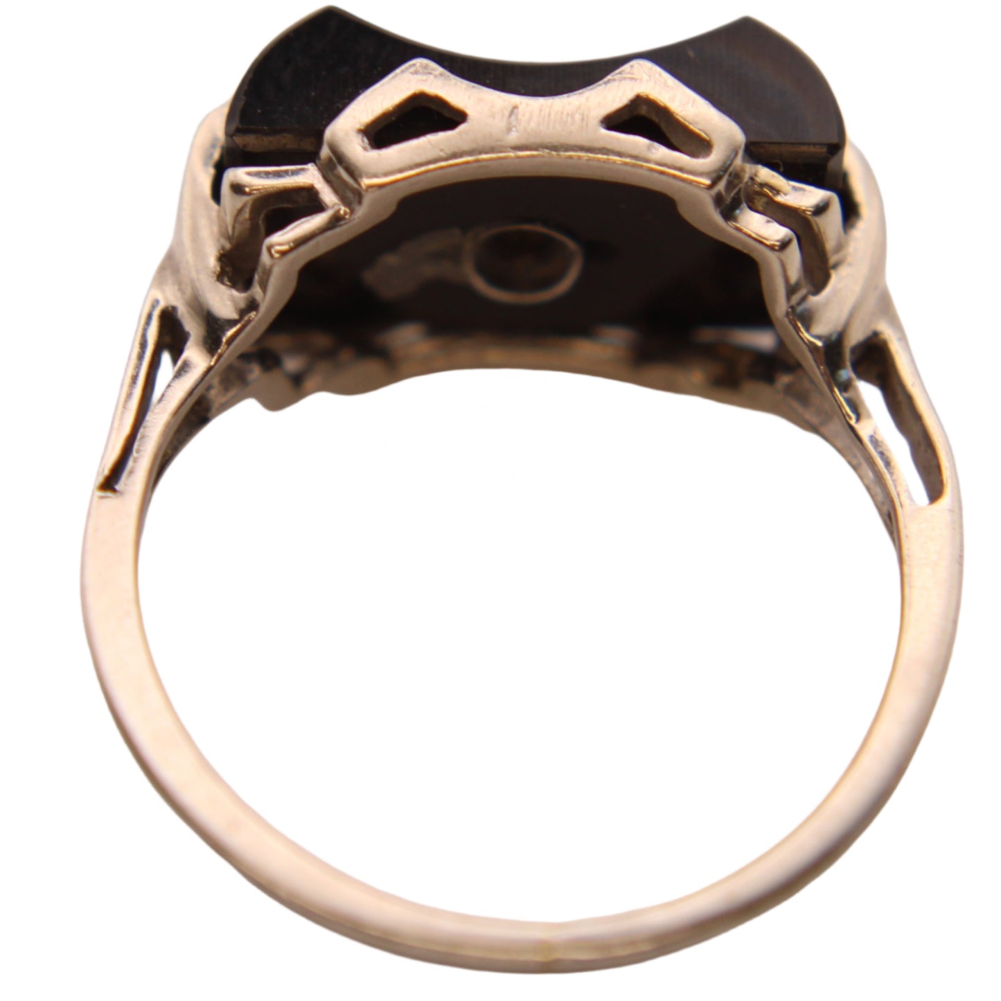 Antique 10kt White Gold Art Deco Onyx Diamond Cocktail Ring