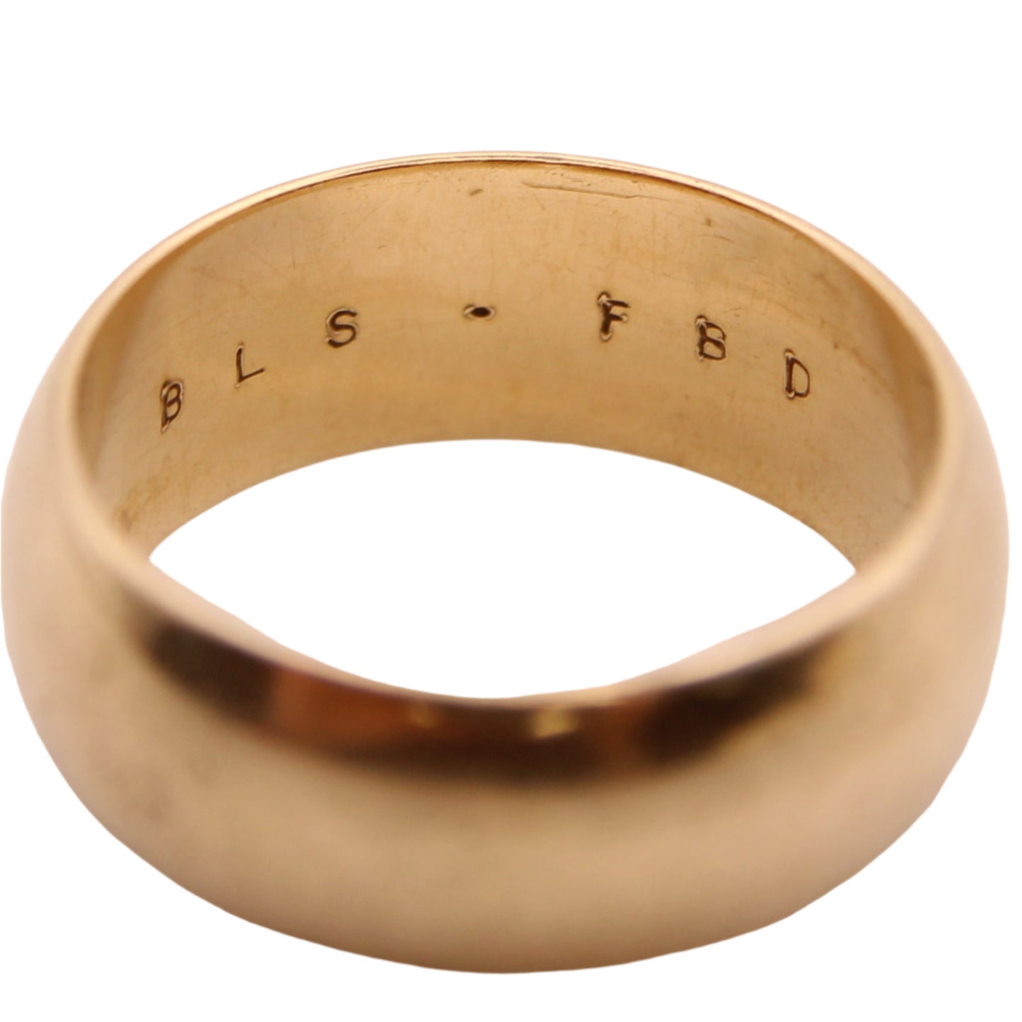 *SOLD* 14kt Yellow Gold Antique Polished Wide Cigar Band Engraved Ring