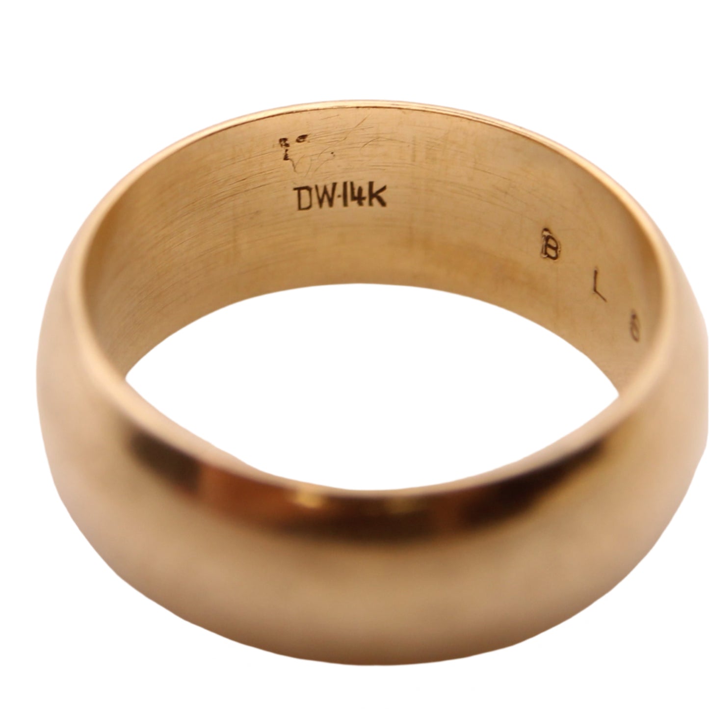 *SOLD* 14kt Yellow Gold Antique Polished Wide Cigar Band Engraved Ring