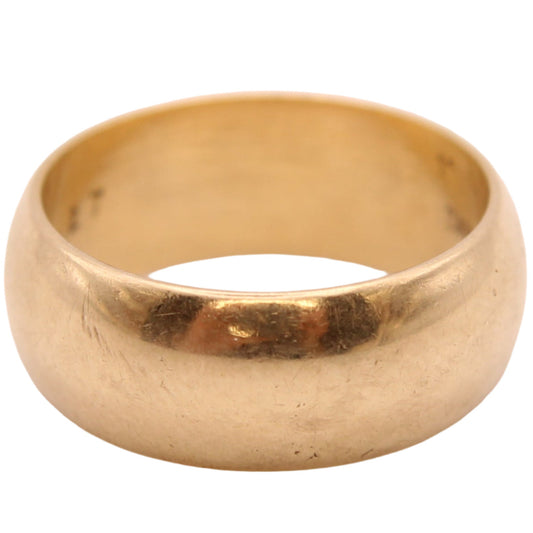 *SOLD* 14kt Yellow Gold Antique Polished Wide Cigar Band Engraved Ring