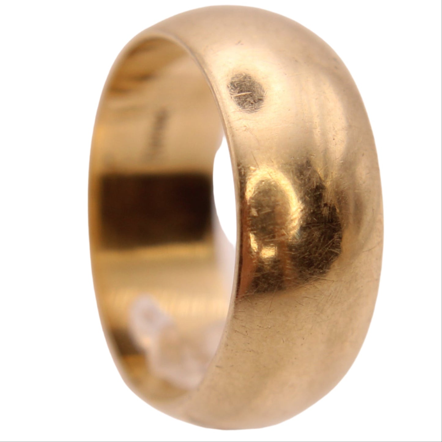*SOLD* 14kt Yellow Gold Antique Polished Wide Cigar Band Engraved Ring