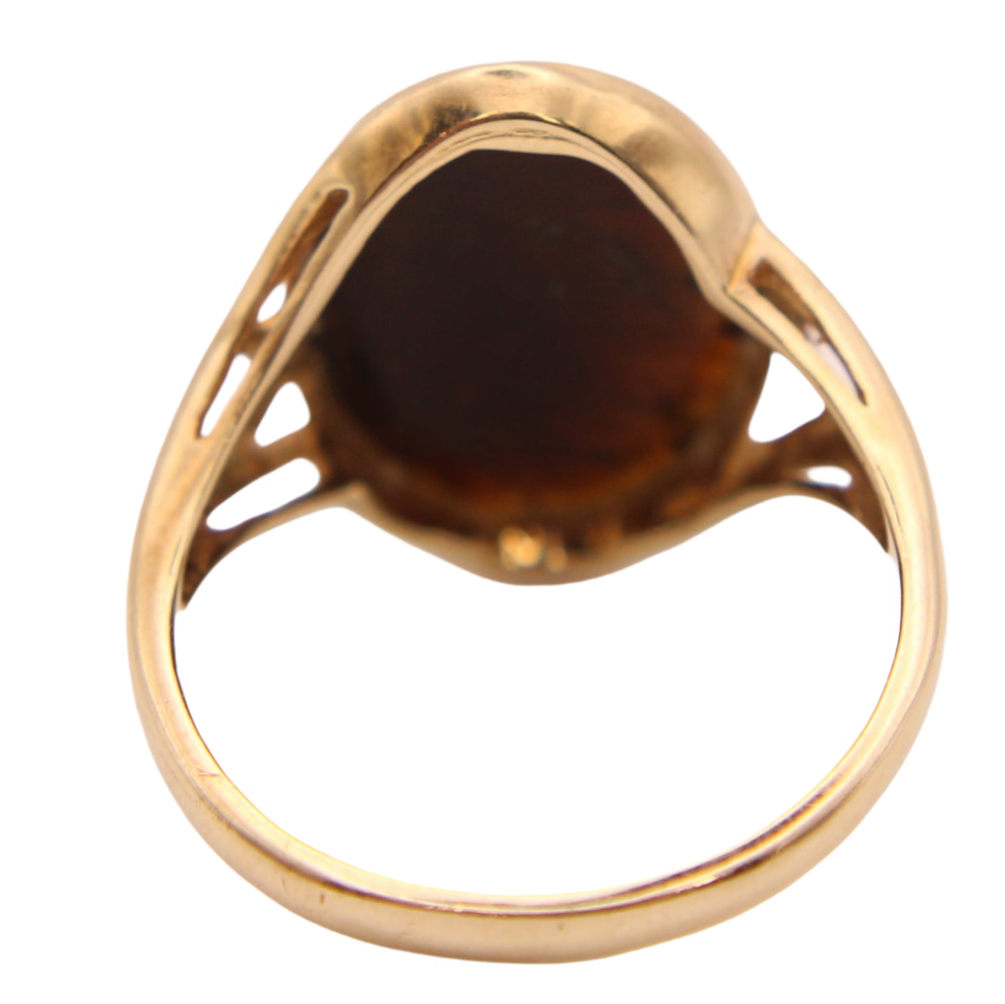 10kt Yellow Gold Tiger's Eye Cabochon Cocktail Statement Ring