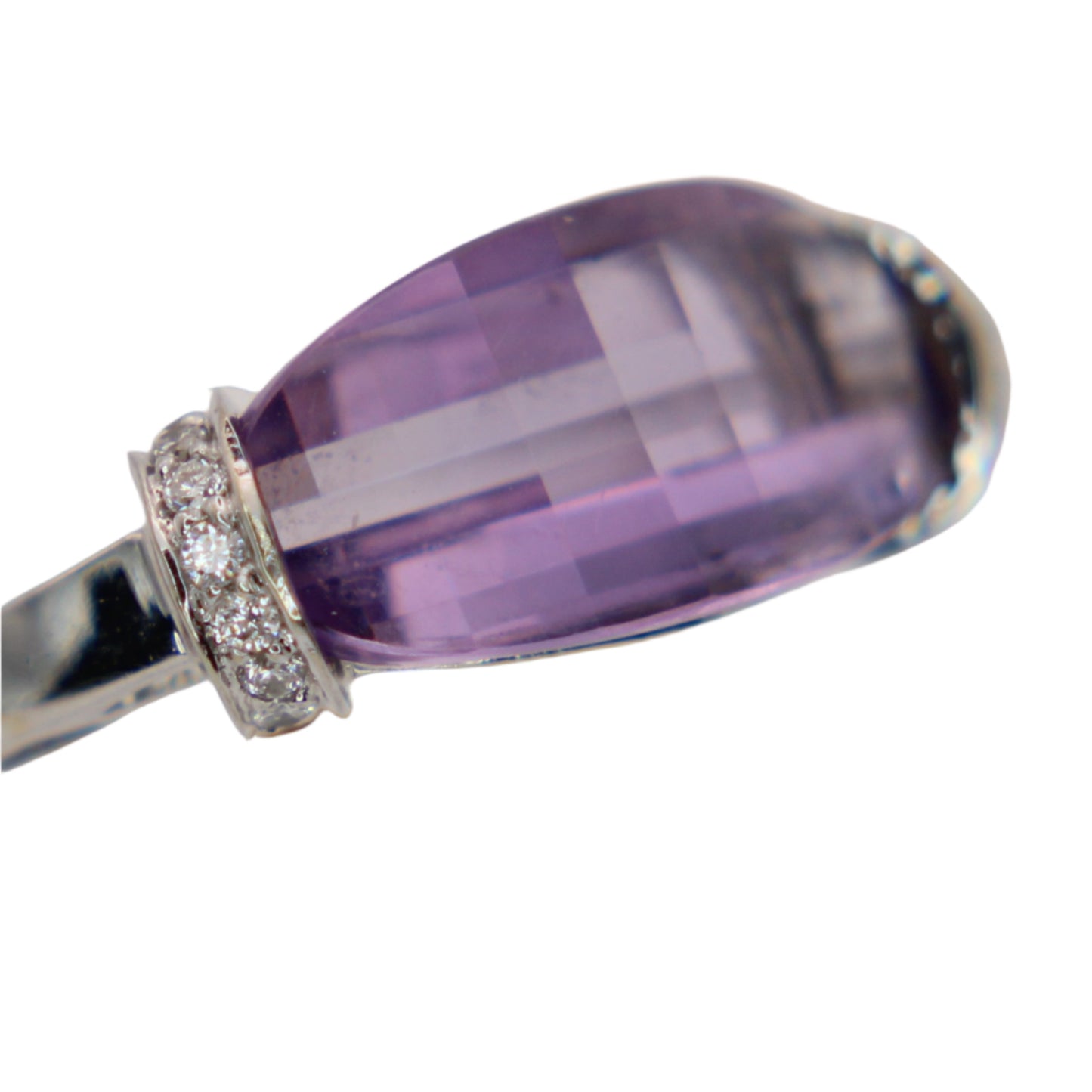 Vintage 14kt White Gold Diamond Floating Amethyst Birthstone Anniversary Ring