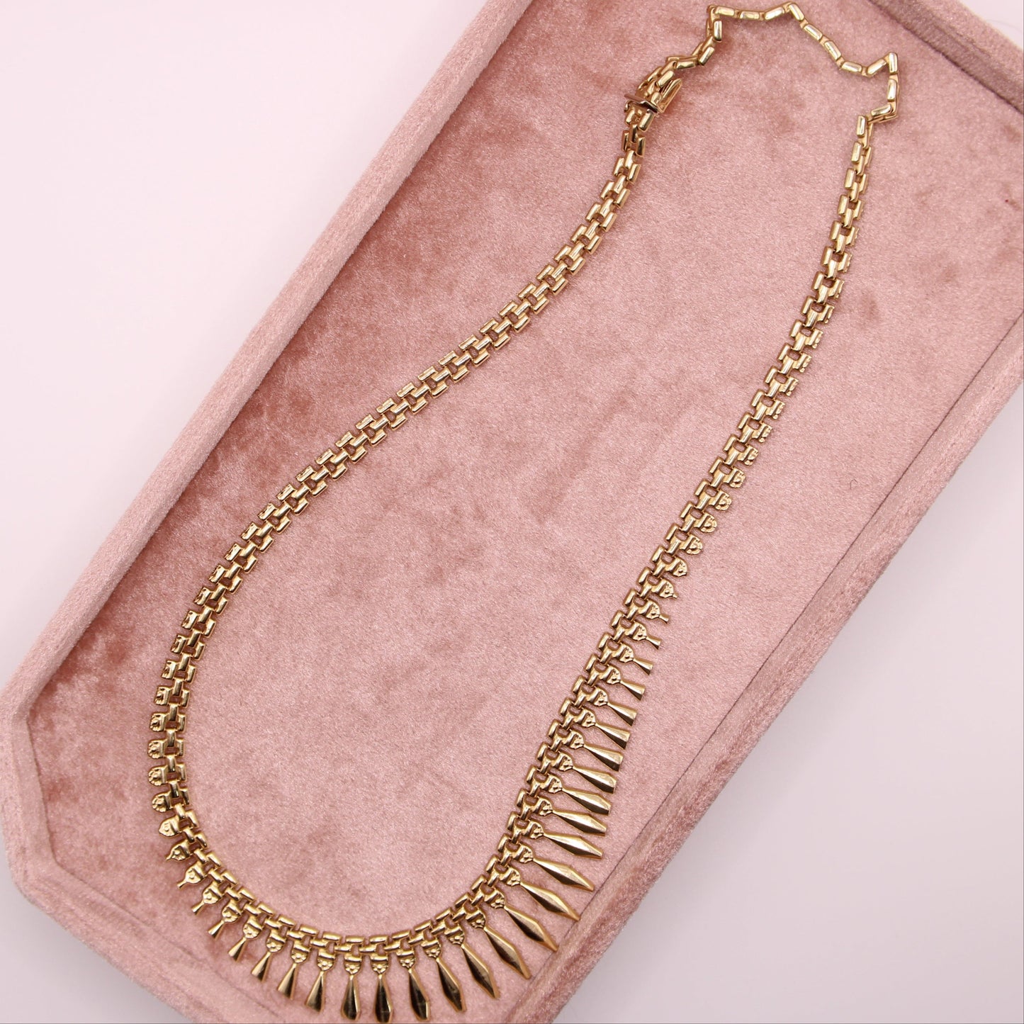 *SOLD* 14kt Yellow Gold Cleopatra Graduated Fringe Statement Collar Necklace