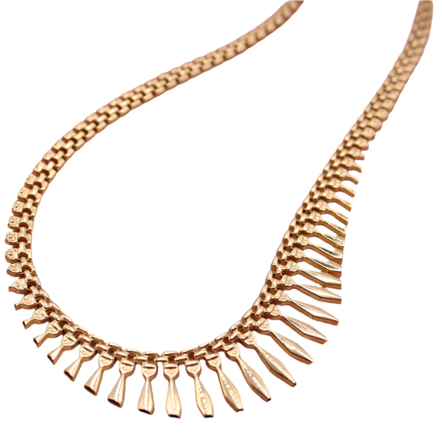 *SOLD* 14kt Yellow Gold Cleopatra Graduated Fringe Statement Collar Necklace