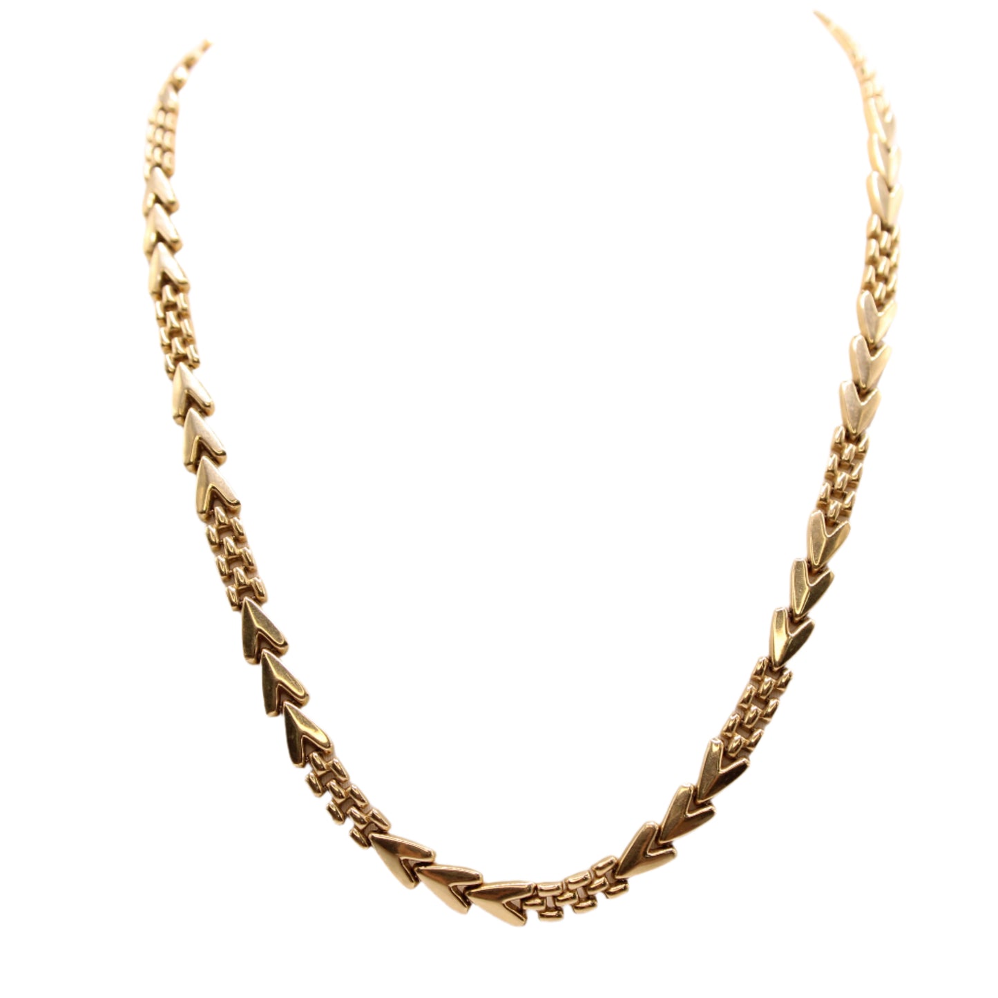 14kt Yellow Gold Chevron Panther Chain Link Statement Collar Necklace