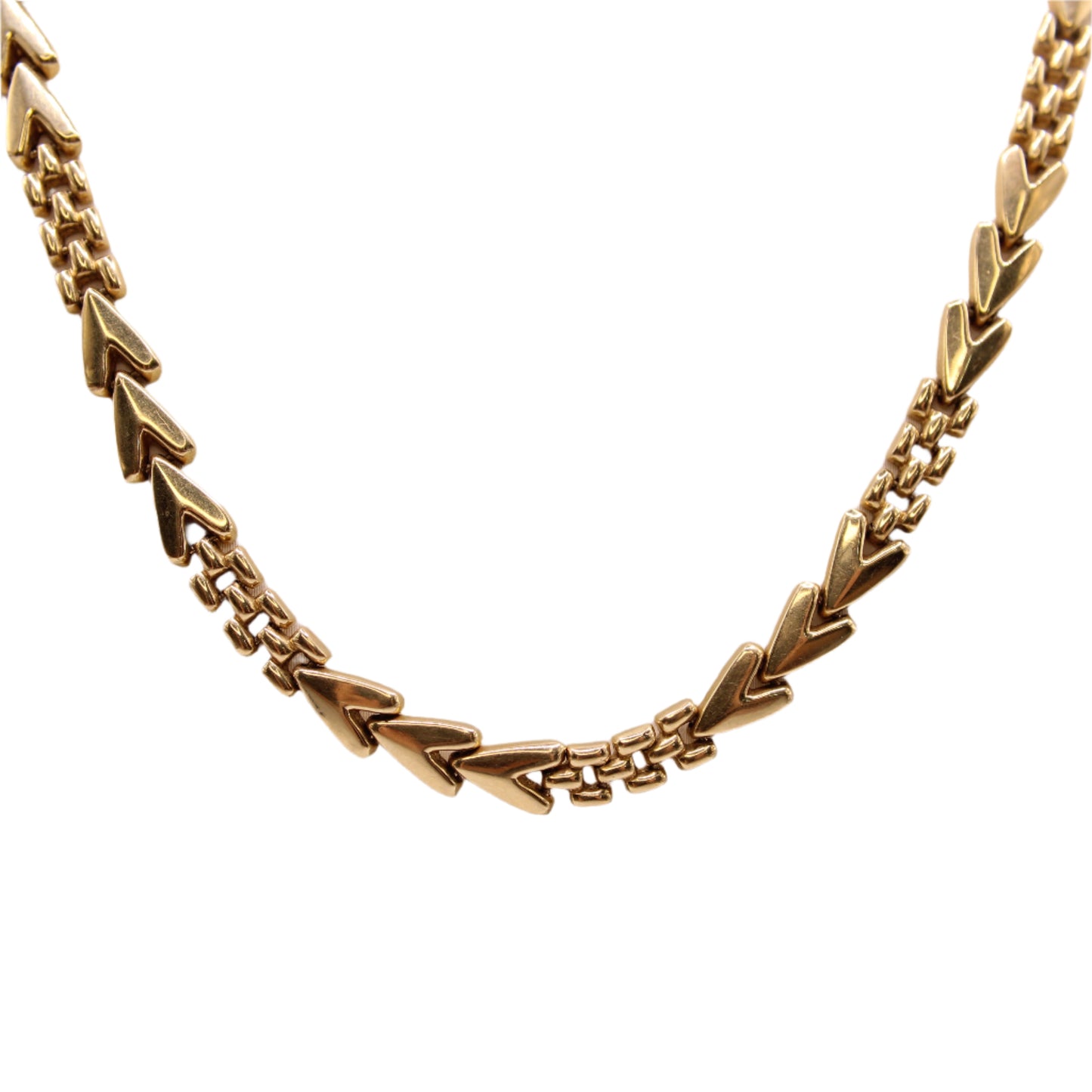 14kt Yellow Gold Chevron Panther Chain Link Statement Collar Necklace