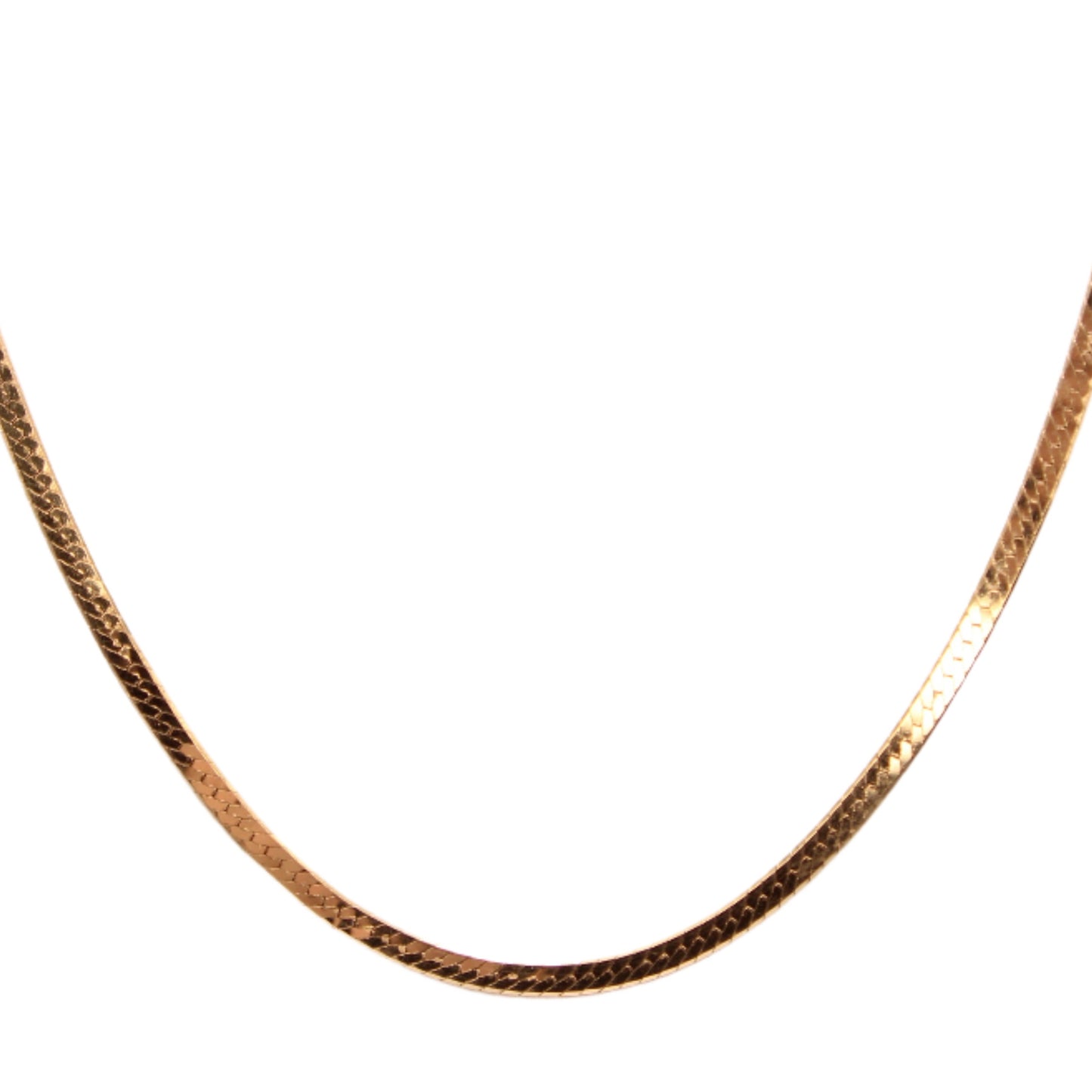 Vintage 14kt Yellow Gold Herringbone Flat Chain Link Necklace 18.25"