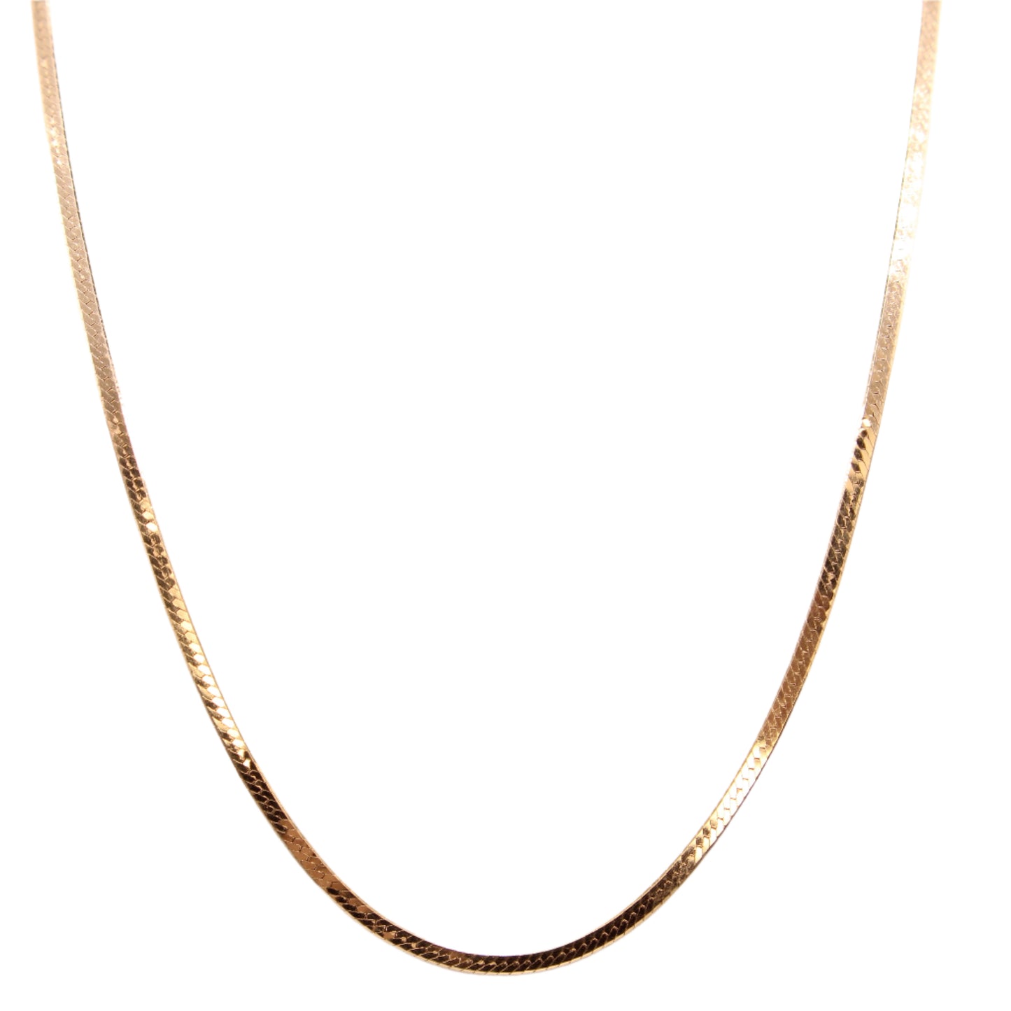 Vintage 14kt Yellow Gold Herringbone Flat Chain Link Necklace 18.25"