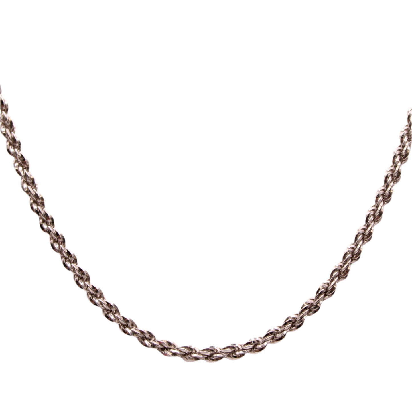 14kt White Gold Solid Rope Link Diamond Cut Chain Necklace 20"