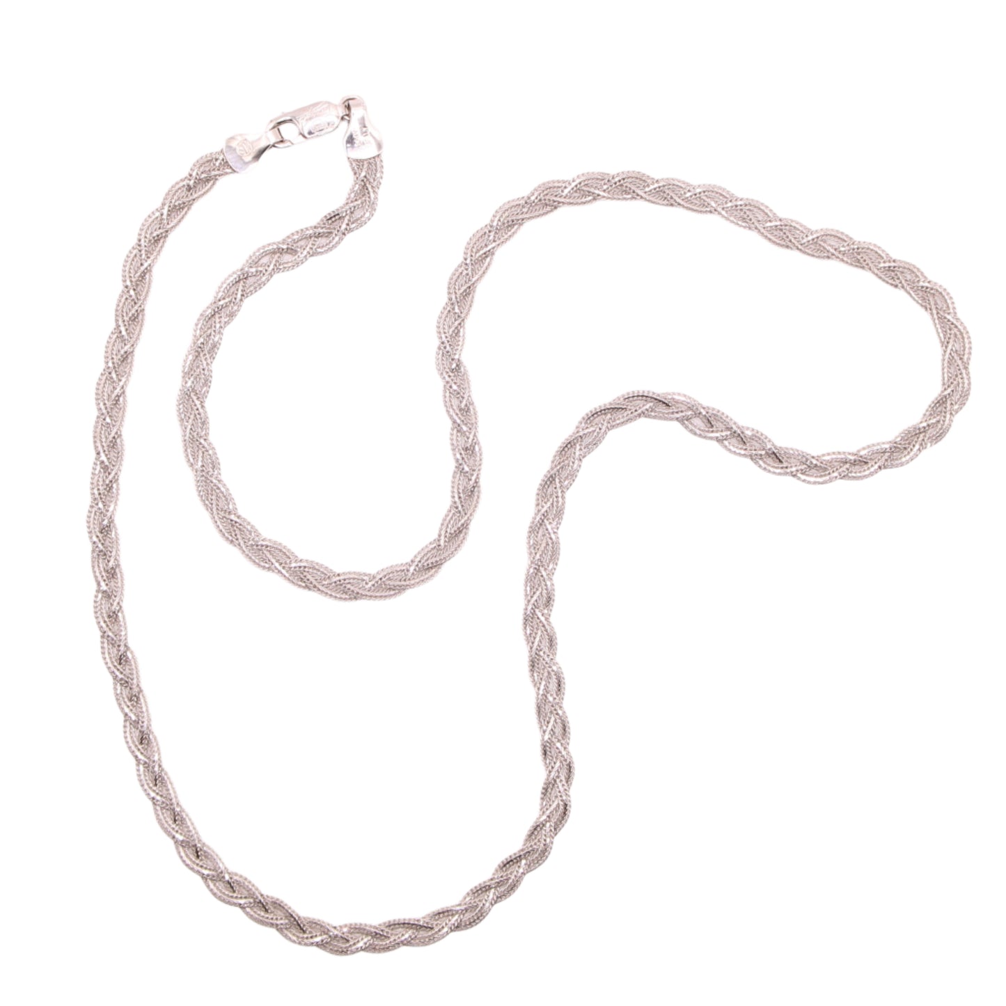 Tecnigold 14kt White Gold Braided Wheat Foxtail Chain Necklace 17"