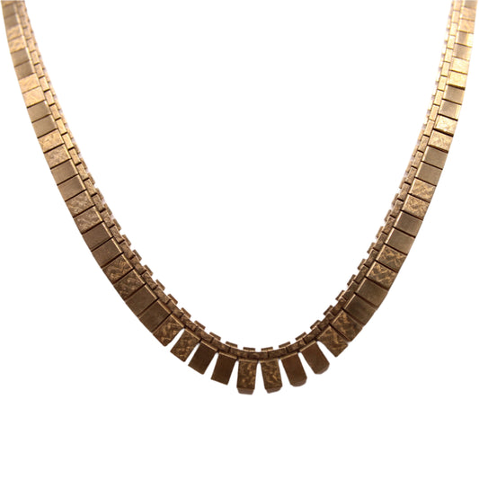 *SOLD* Vintage 8kt Yellow Gold Cleopatra Egyptian Revival Fringe Art Deco Necklace