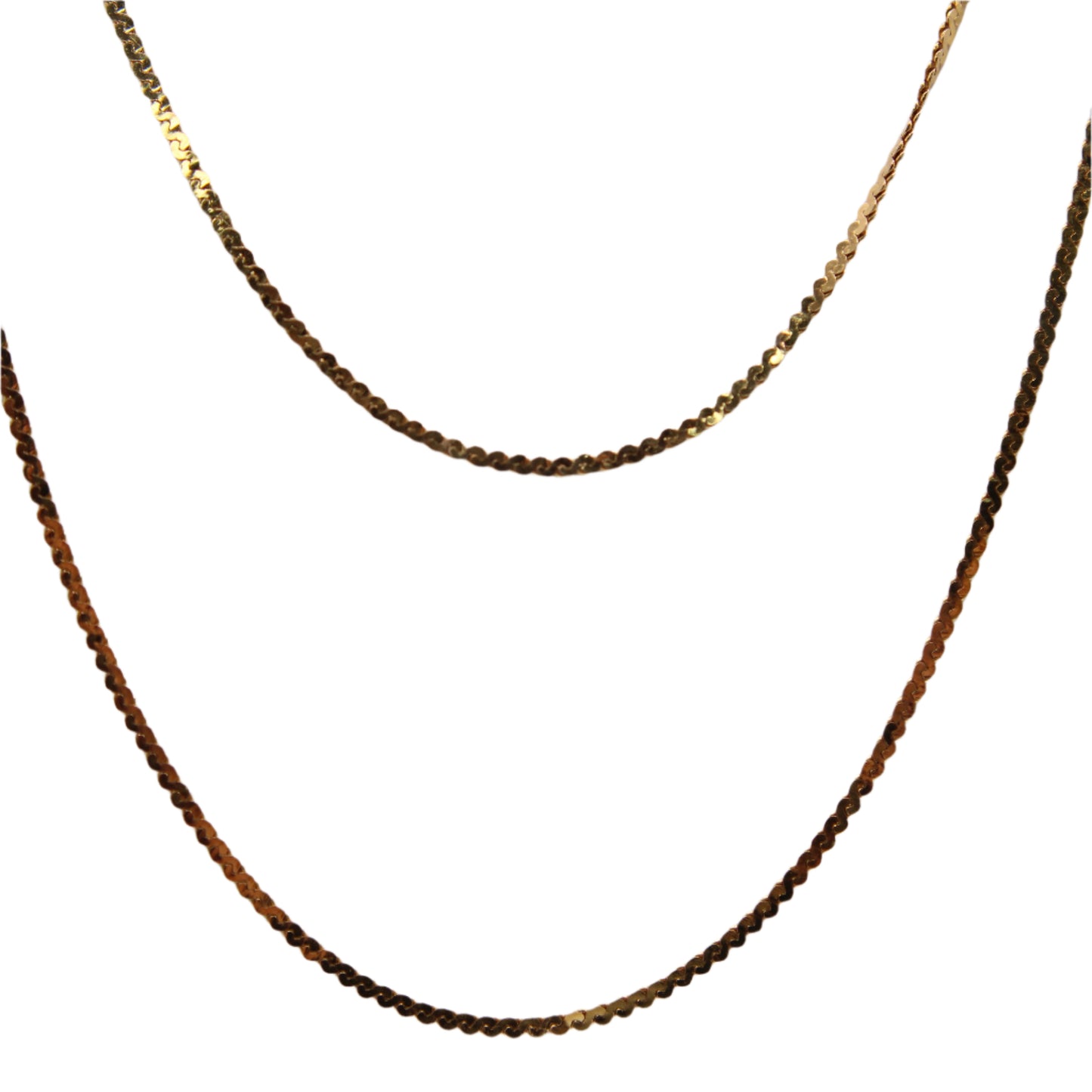 14kt Yellow Gold Singapore Long Flat Chain Link Necklace 30"