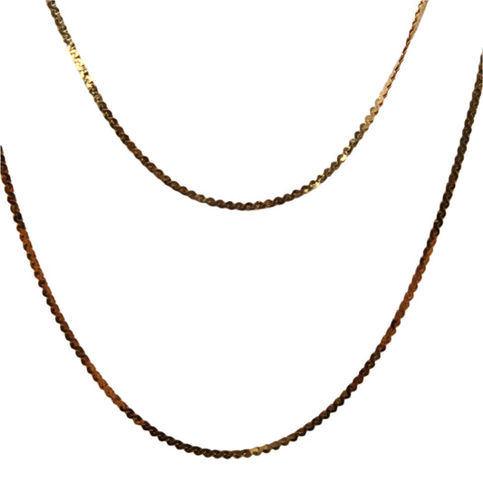 14kt Yellow Gold Singapore Long Flat Chain Link Necklace 30"