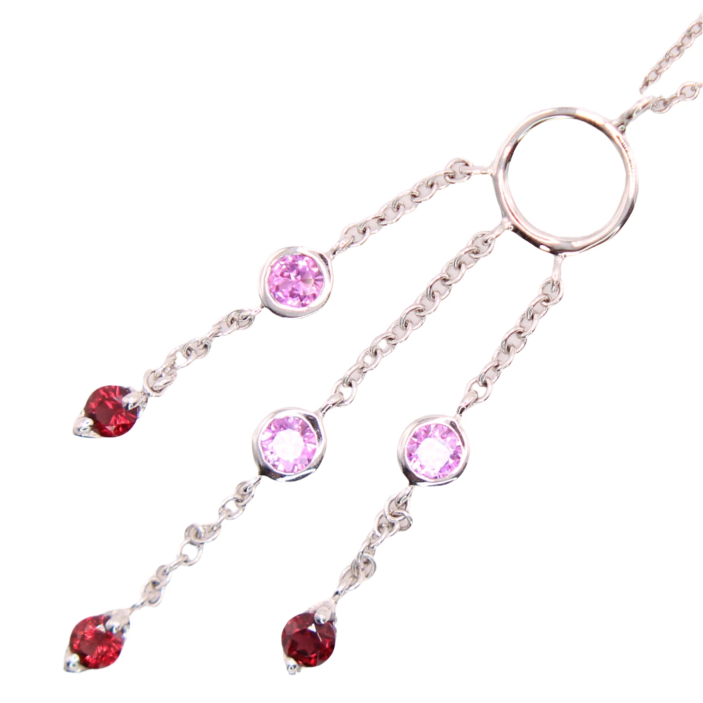 Tiffany & Co 18kt White Gold Pink Sapphire Garnet Fringe Art Deco Chain Necklace
