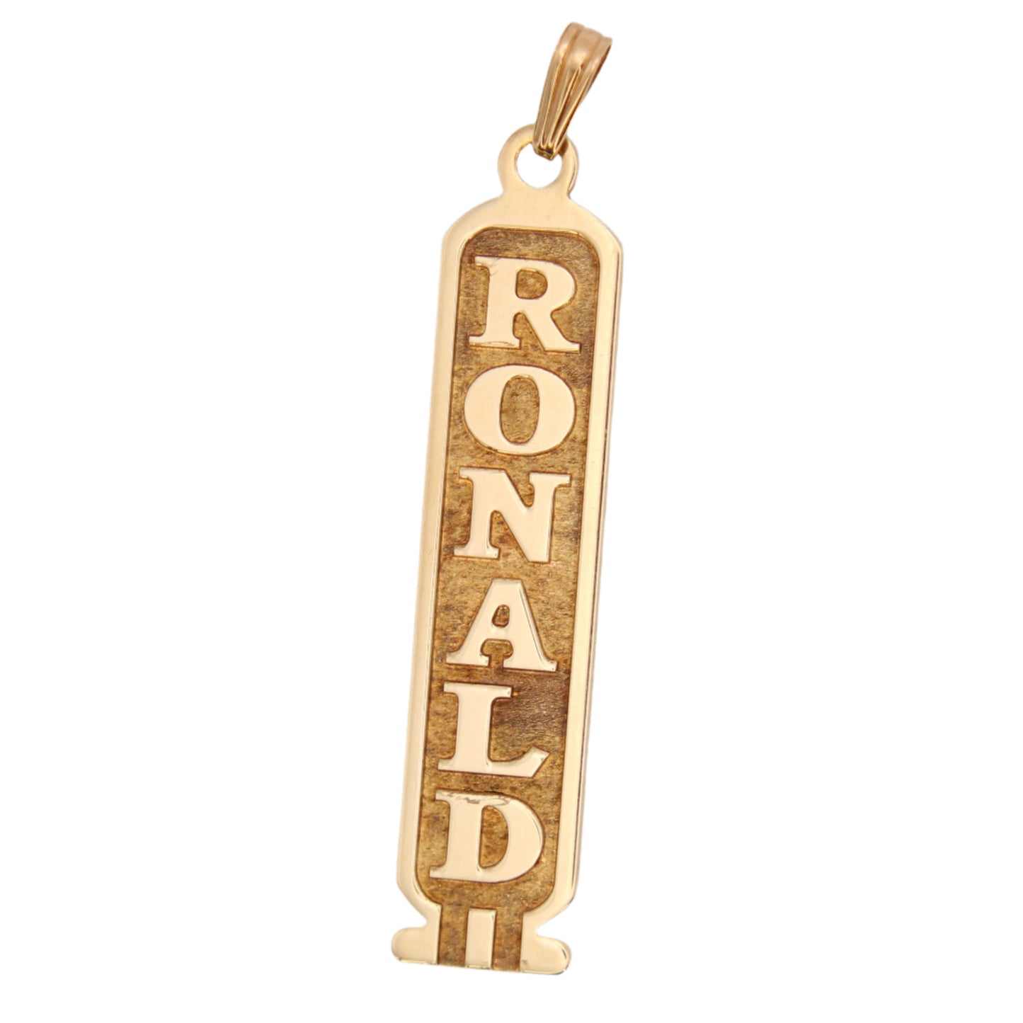 14kt Yellow Gold Egyptian Cartouche Hieroglyphics Personalized RONALD Pendant
