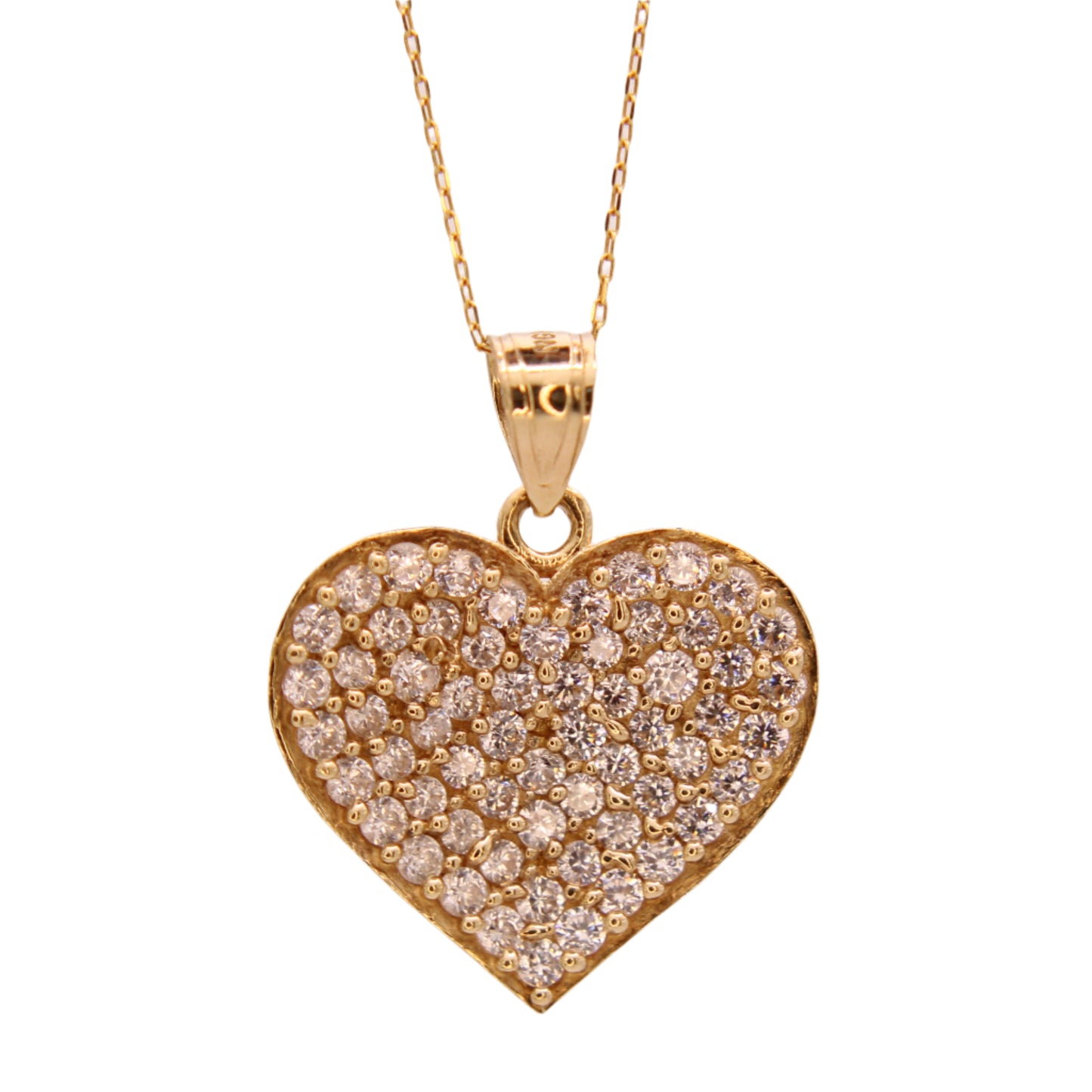 10kt Yellow Gold Pave Set Cubic Zirconia Heart Charm Pendant