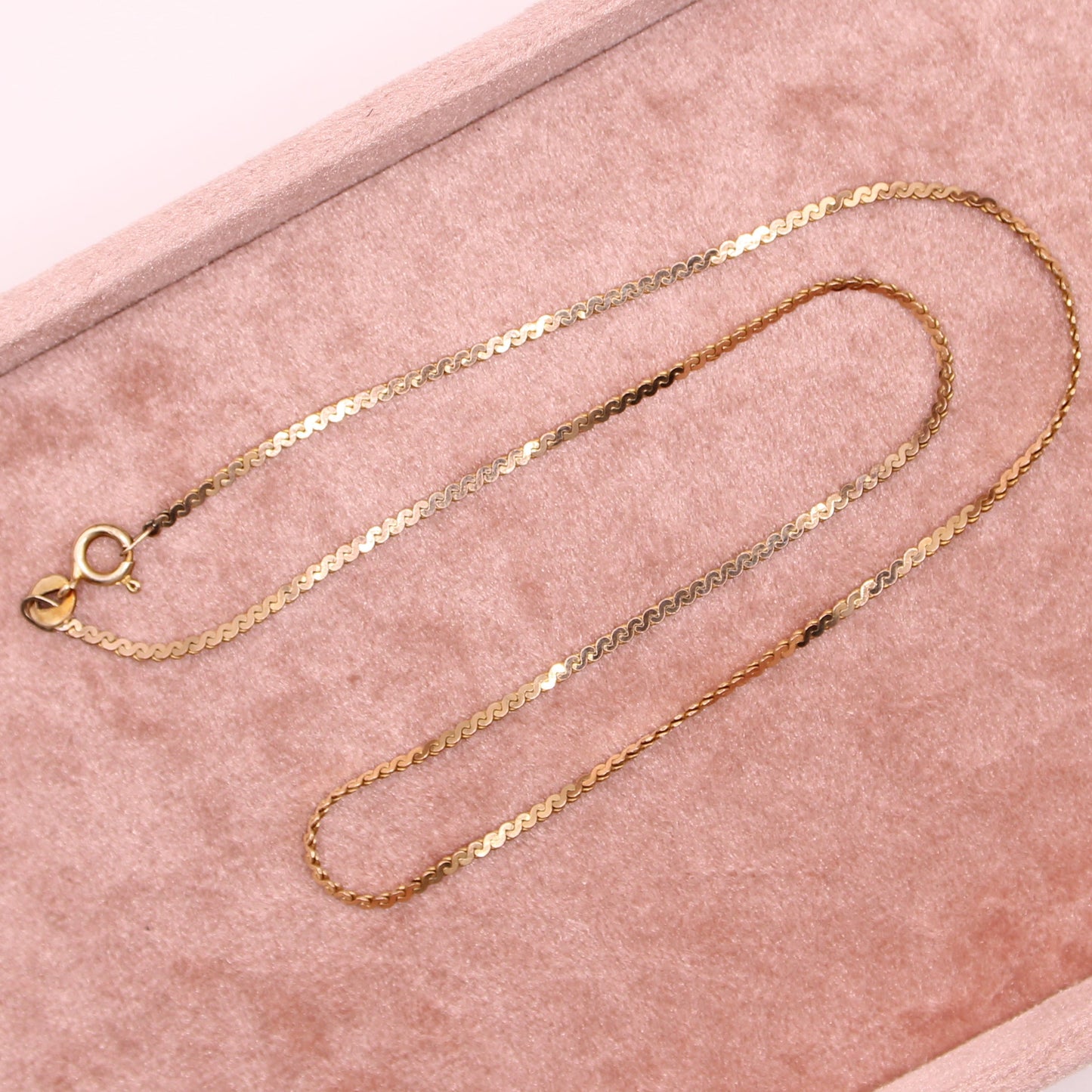 14kt Yellow Gold Flat S Link Chain Choker Collar Necklace 15.5"