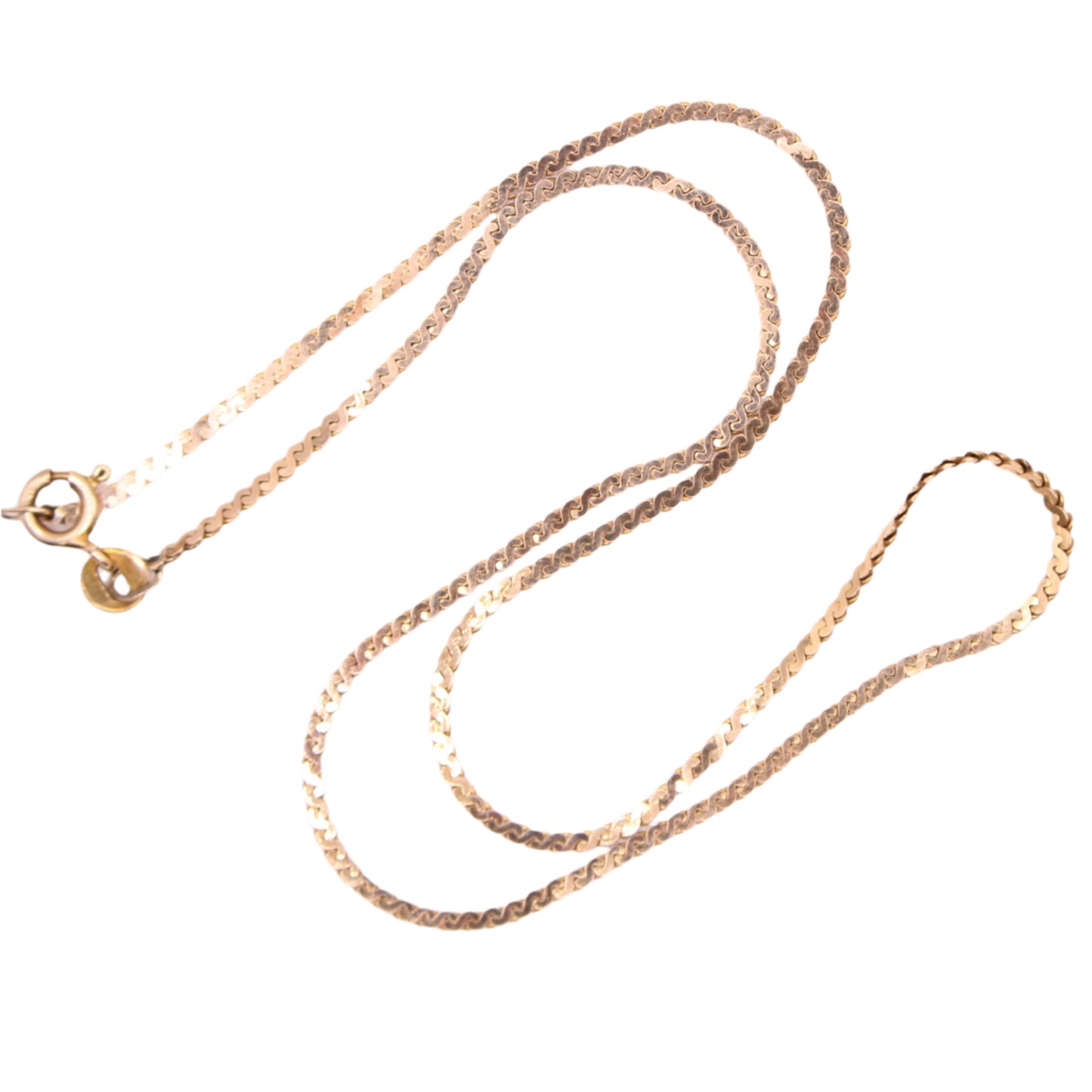 14kt Yellow Gold Flat S Link Chain Choker Collar Necklace 15.5"