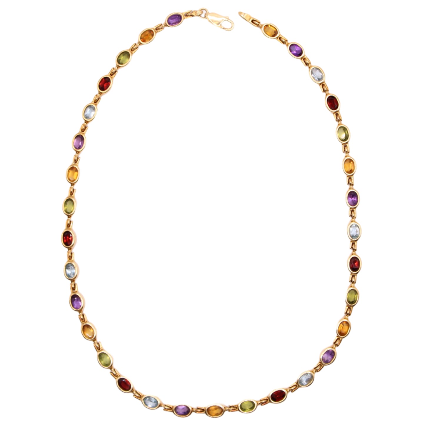 14kt Yellow Gold Multi Gemstone Bezel Set Tennis Choker Necklace 15.25"