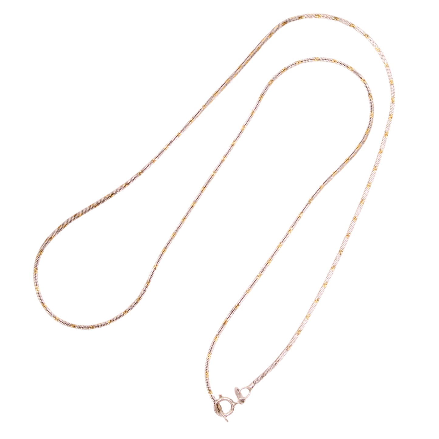 14kt Two Tone White Yellow Glitter Franco Foxtail Link Necklace 16"