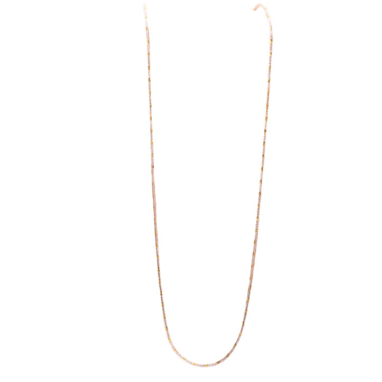 14kt Two Tone White Yellow Glitter Franco Foxtail Link Necklace 16"