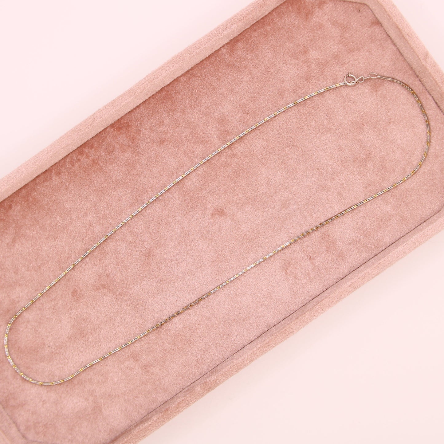 14kt Two Tone White Yellow Glitter Franco Foxtail Link Necklace 16"