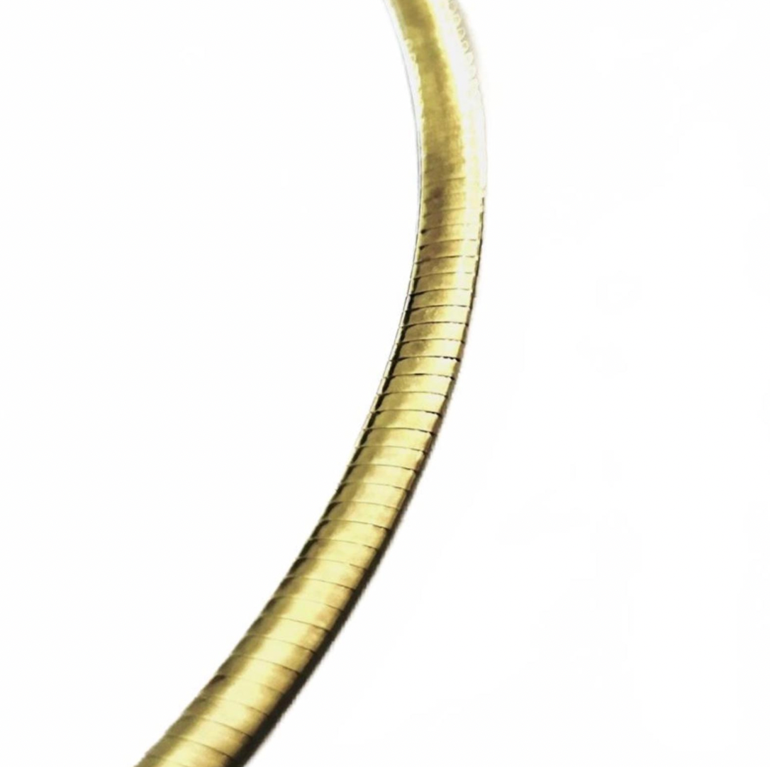 Aurafin 14kt Yellow White Gold Reversible Omega Collar Necklace 16"
