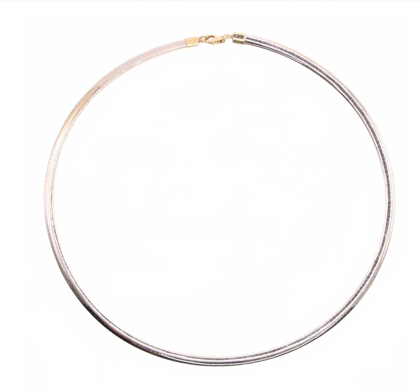 Aurafin 14kt Yellow White Gold Reversible Omega Collar Necklace 16"
