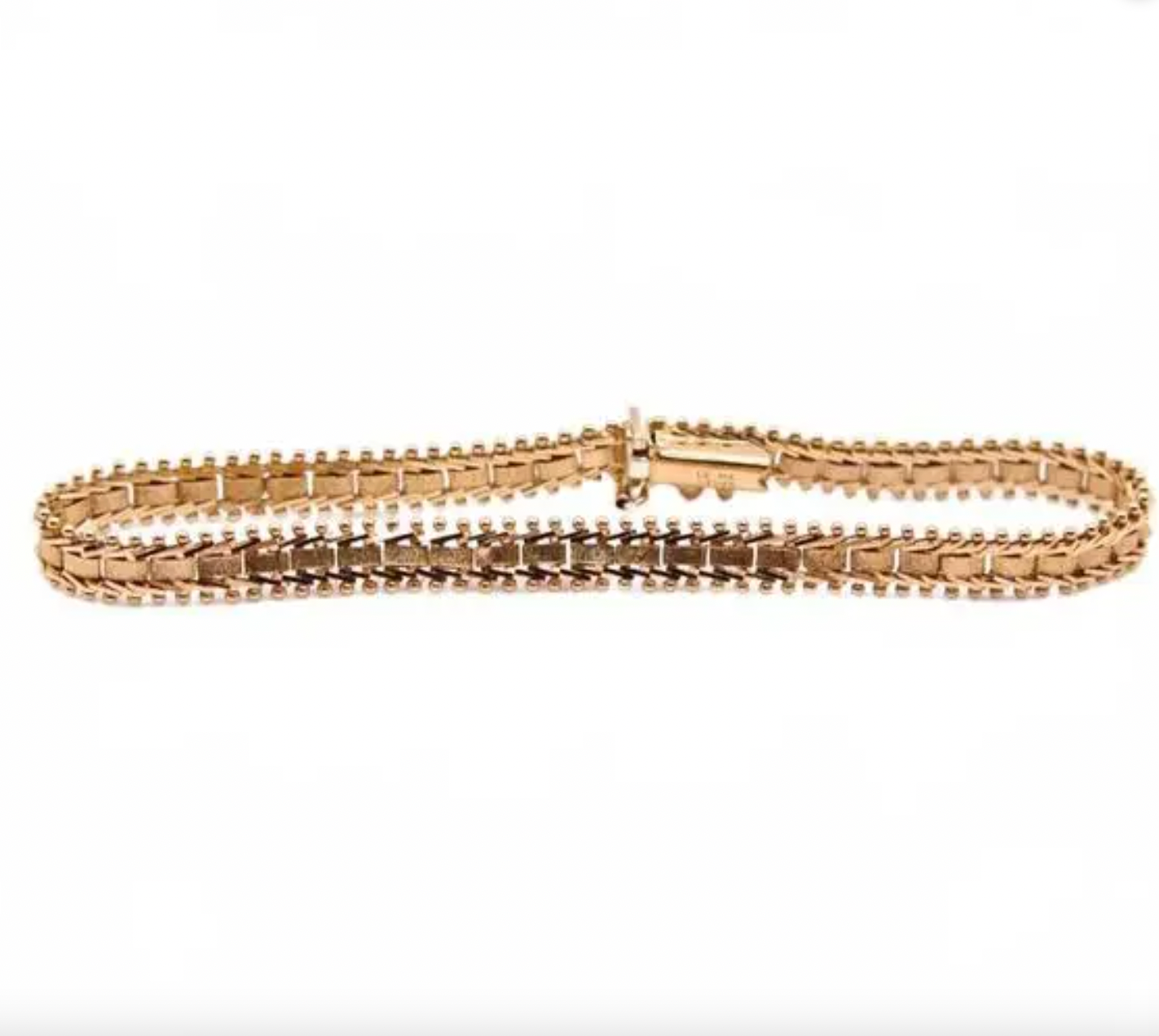 Vintage Imperial 14k Yellow Gold Woven Chevron Pattern Link Bracelet 6.5"
