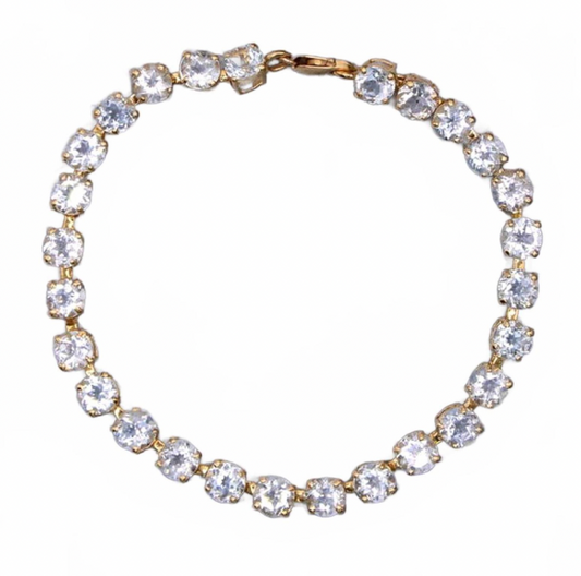 10k Yellow Gold Aquamarine 13.5CT Full Tennis Link Bracelet 7"