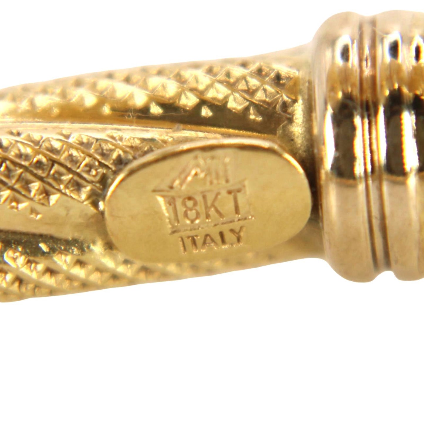 Vintage 18k Yellow Gold Italian Twisted Ball End Cuff Bracelet