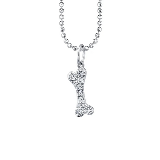 *SOLD* Sydney Evan 14kt White Gold Diamond Pave Set Dog Bone Medium Charm Pendant