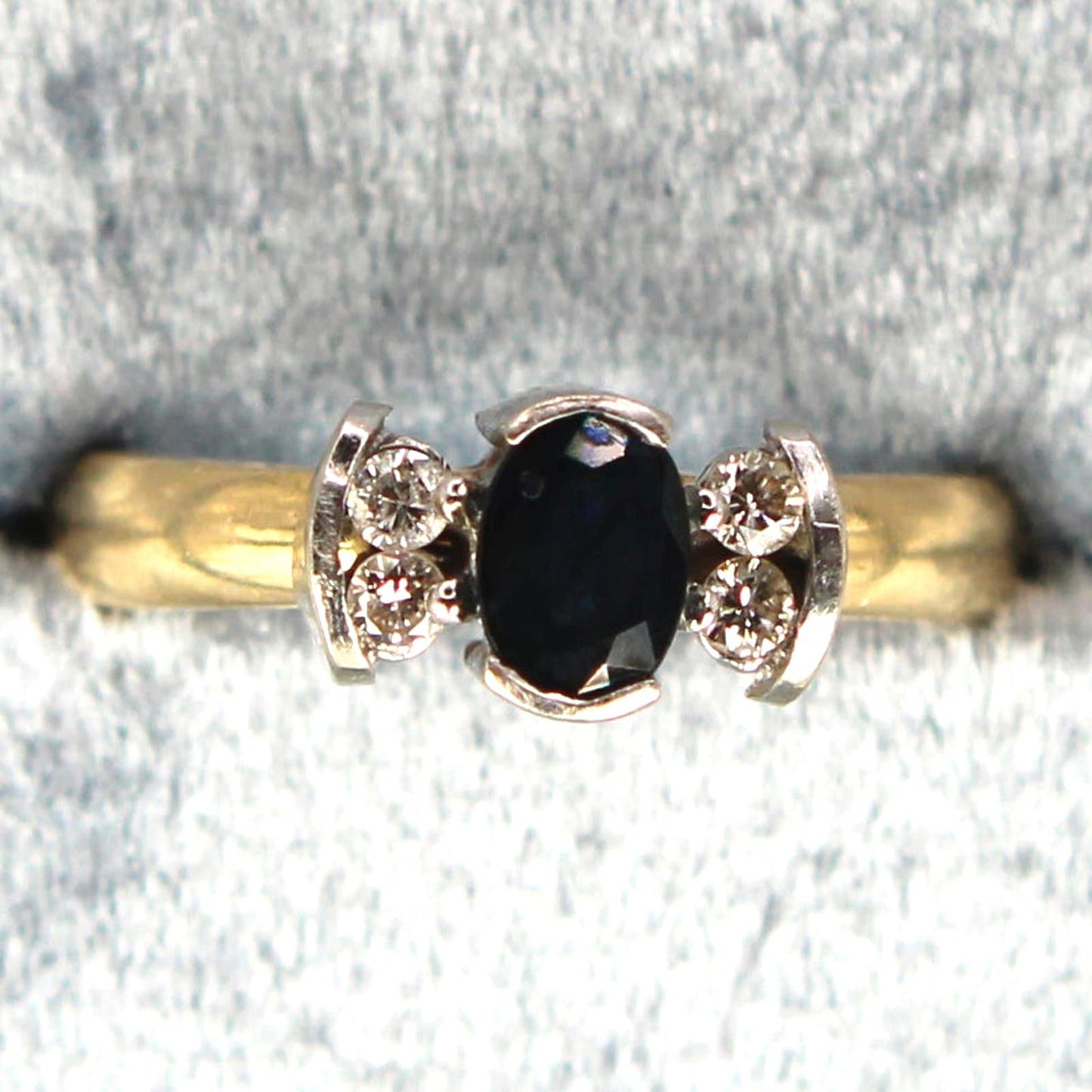 Antique 14kt Yellow Gold Natural Diamond Sapphire Bowtie Ring Size 6.5