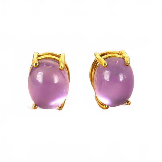 Roberto Coin 18kt Gold Amethyst Cabochon Mother of Pearl Shanghai Stud Earrings