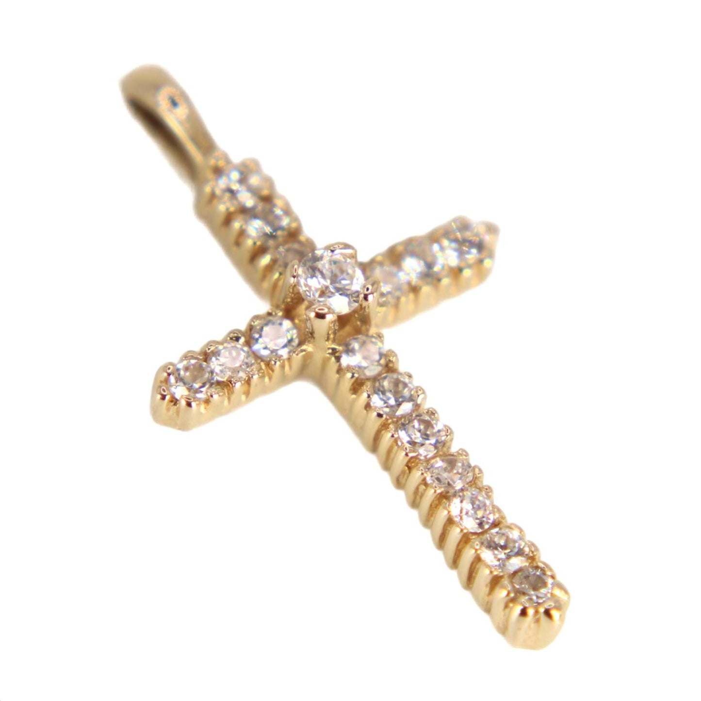 Estate 14kt Yellow Gold Diamond Jesus Cross Charm Pendant 0.28 CTTW
