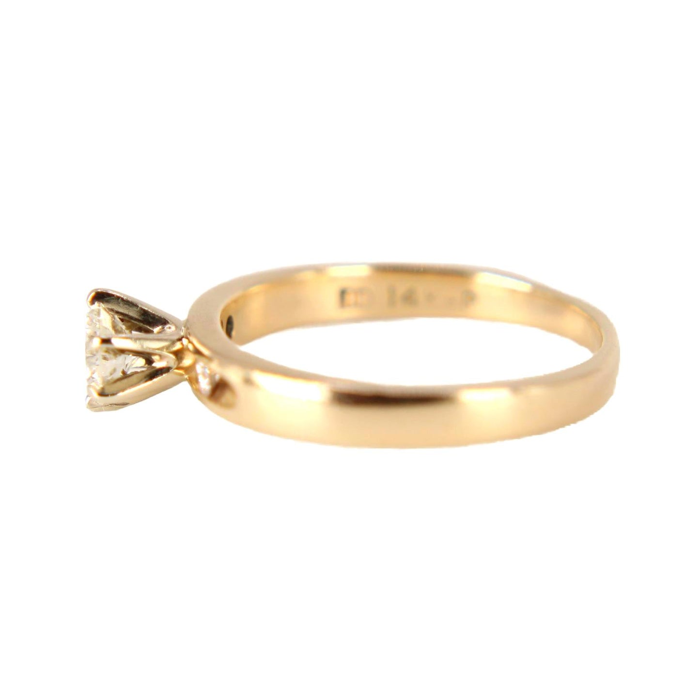 Vintage 14kt Yellow Gold Diamond Solitaire Ring Six Prong 0.33cttw Size 4.5