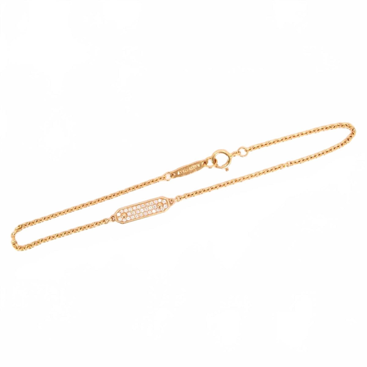 Tiffany & Company 18kt Rose Gold Diamond Pave Bar Tag Chain Bracelet 7"